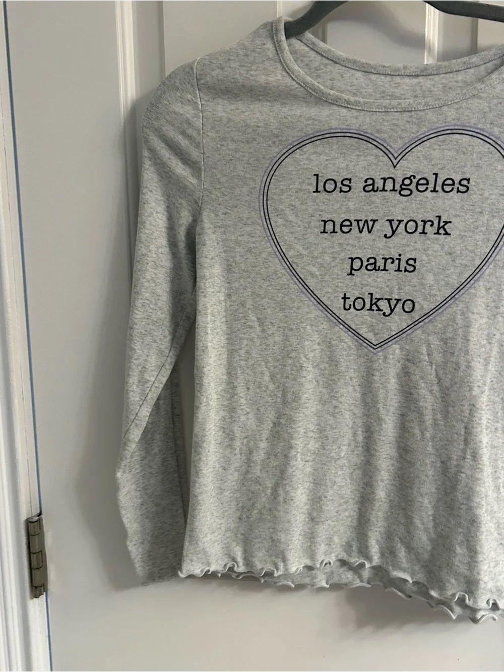 Girls Justice Gray Long-Sleeve Heart Cities Tee